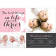 Pink Best In Threes Triplets Double Photo Birth Announcements Image 4 of 5